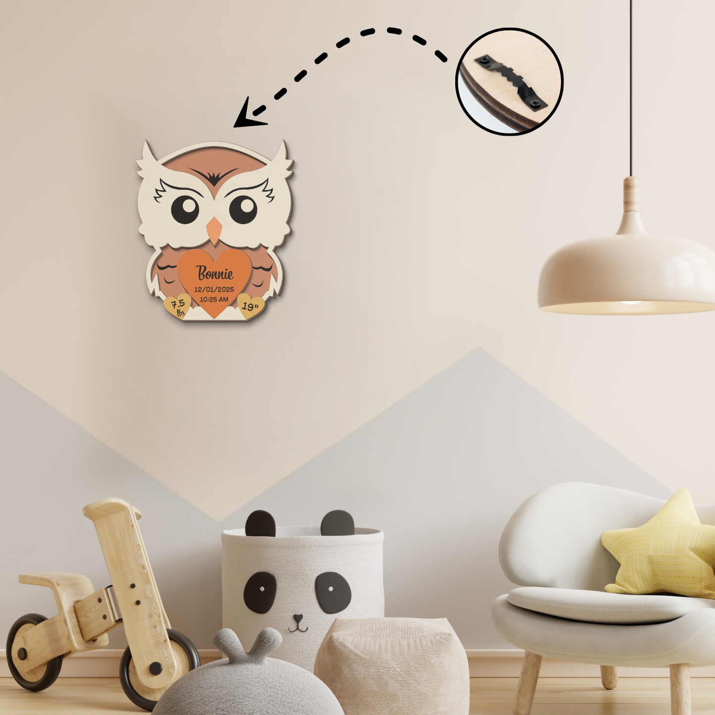 Owl Newborn Baby - Personalized Wood Sign (2-Layer)