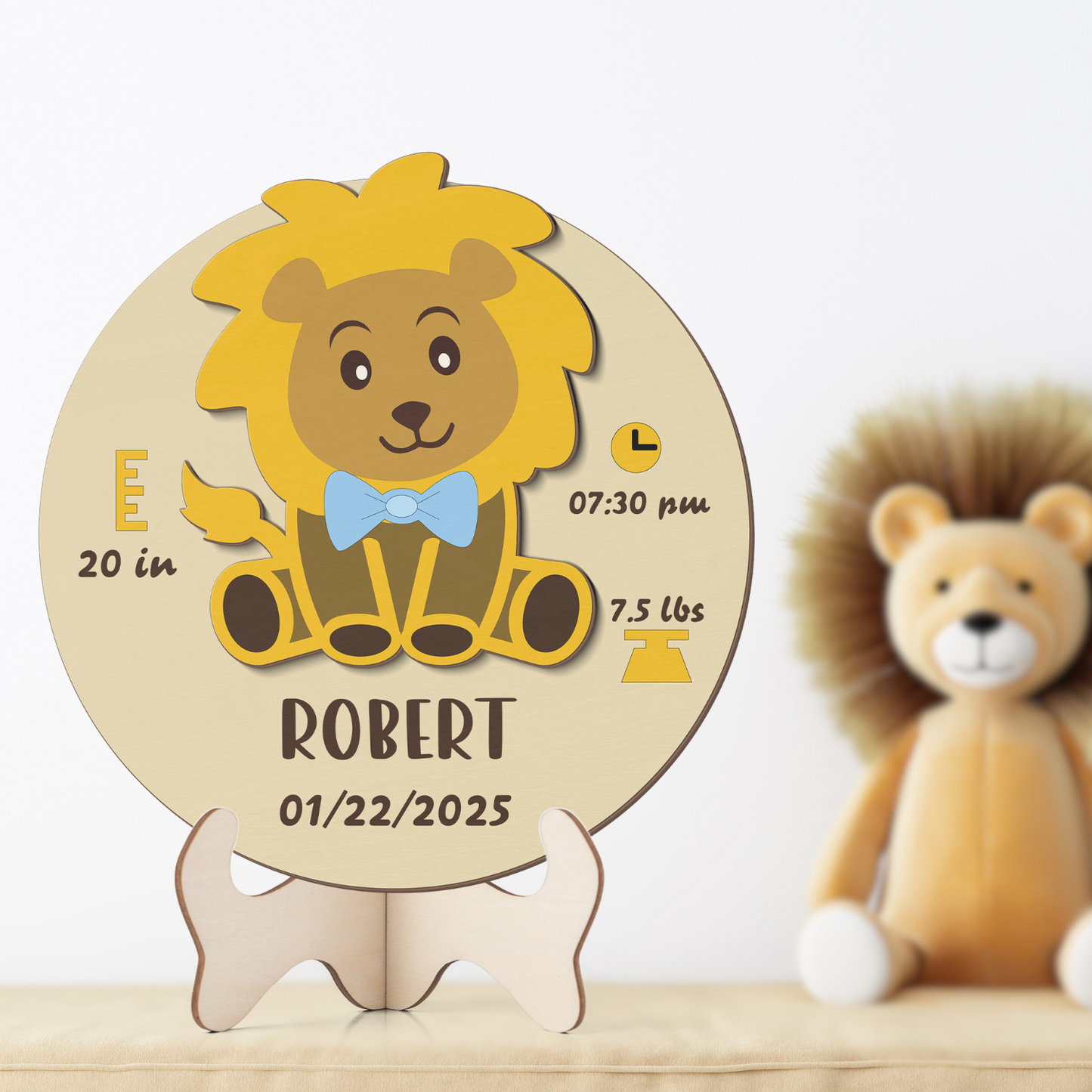 Lion Newborn Baby - Personalized Wood Sign (2-Layer)