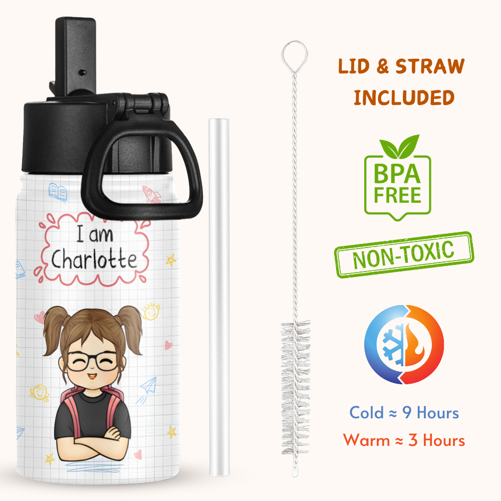 I am - Personalized KId Water Bottle (12oz)
