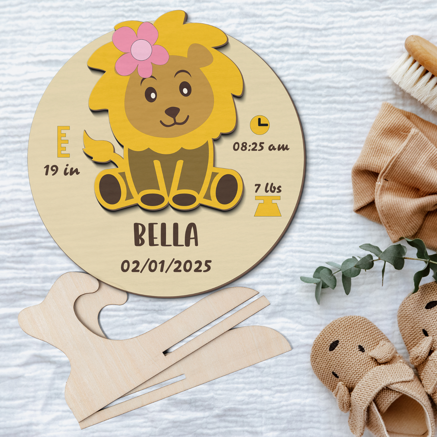 Lion Newborn Baby - Personalized Wood Sign (2-Layer)