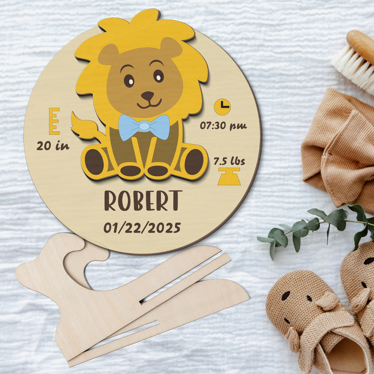 Lion Newborn Baby - Personalized Wood Sign (2-Layer)