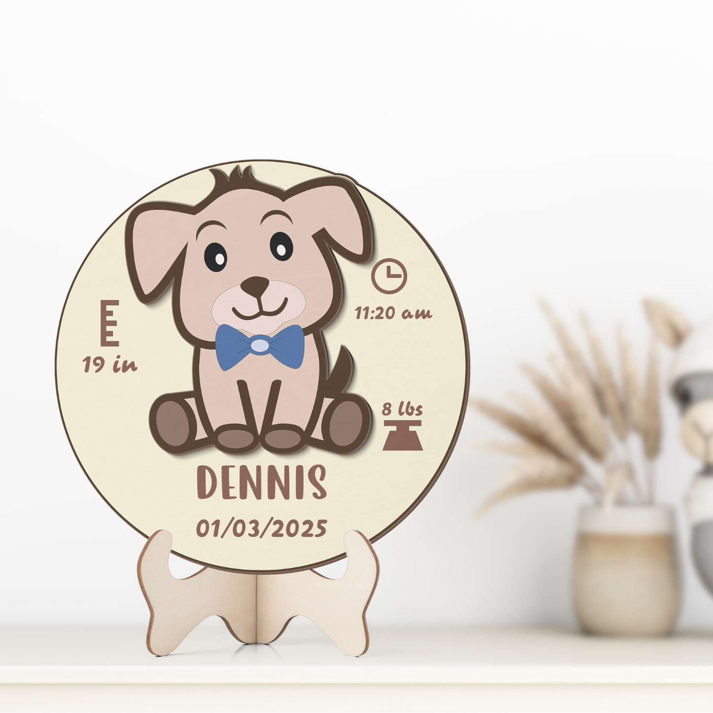 Cute Dog Newborn Baby - Personalized Wood Sign (2-Layer)