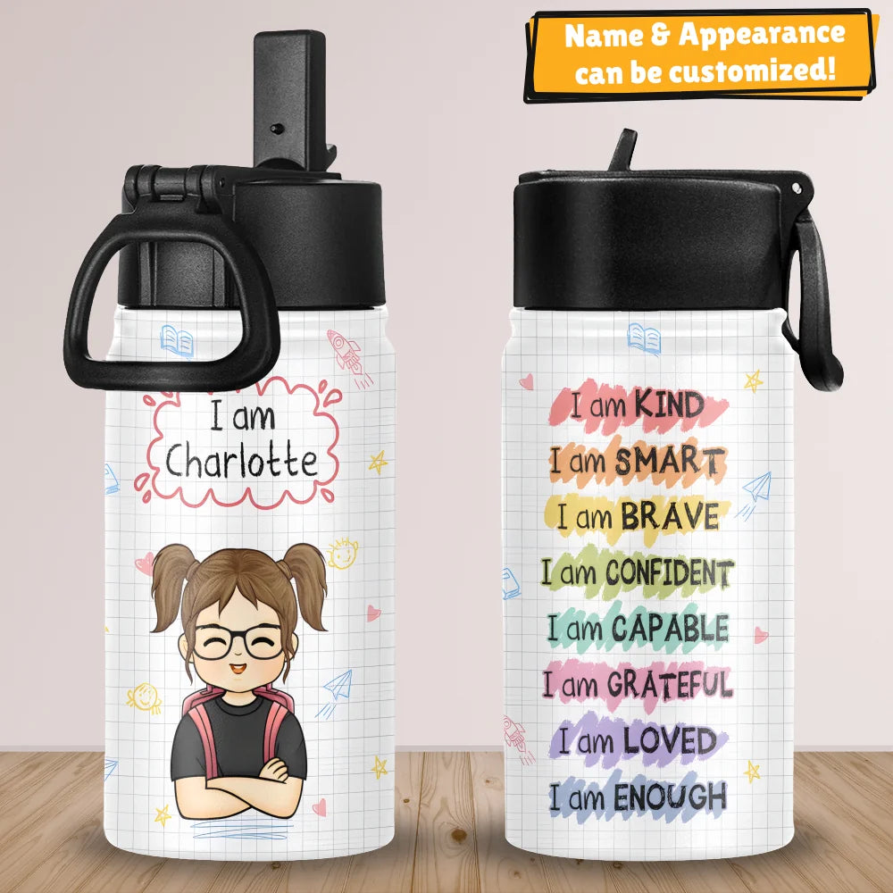 I am - Personalized KId Water Bottle (12oz)