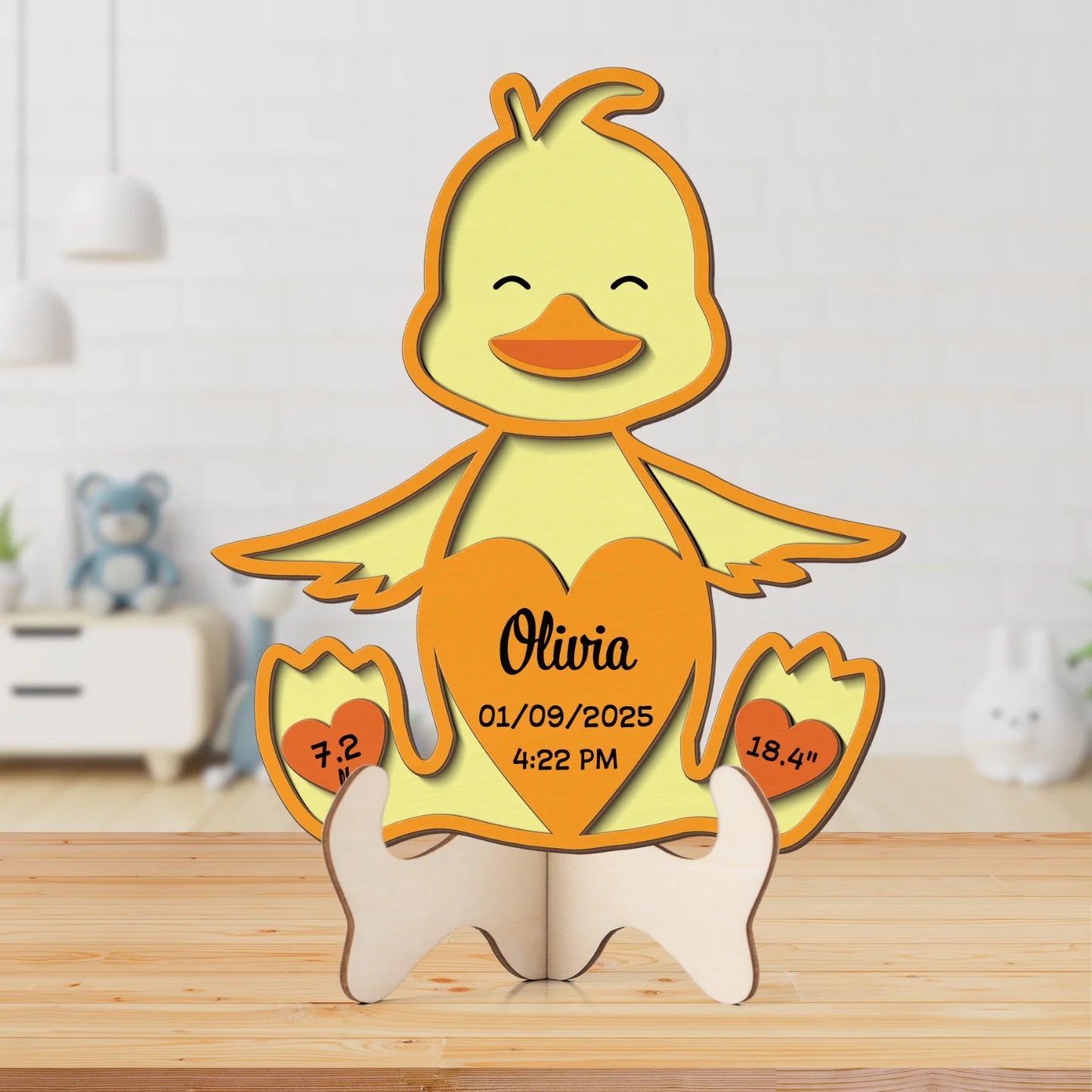 Duck Newborn Baby - Personalized Wood Sign (2-Layer)