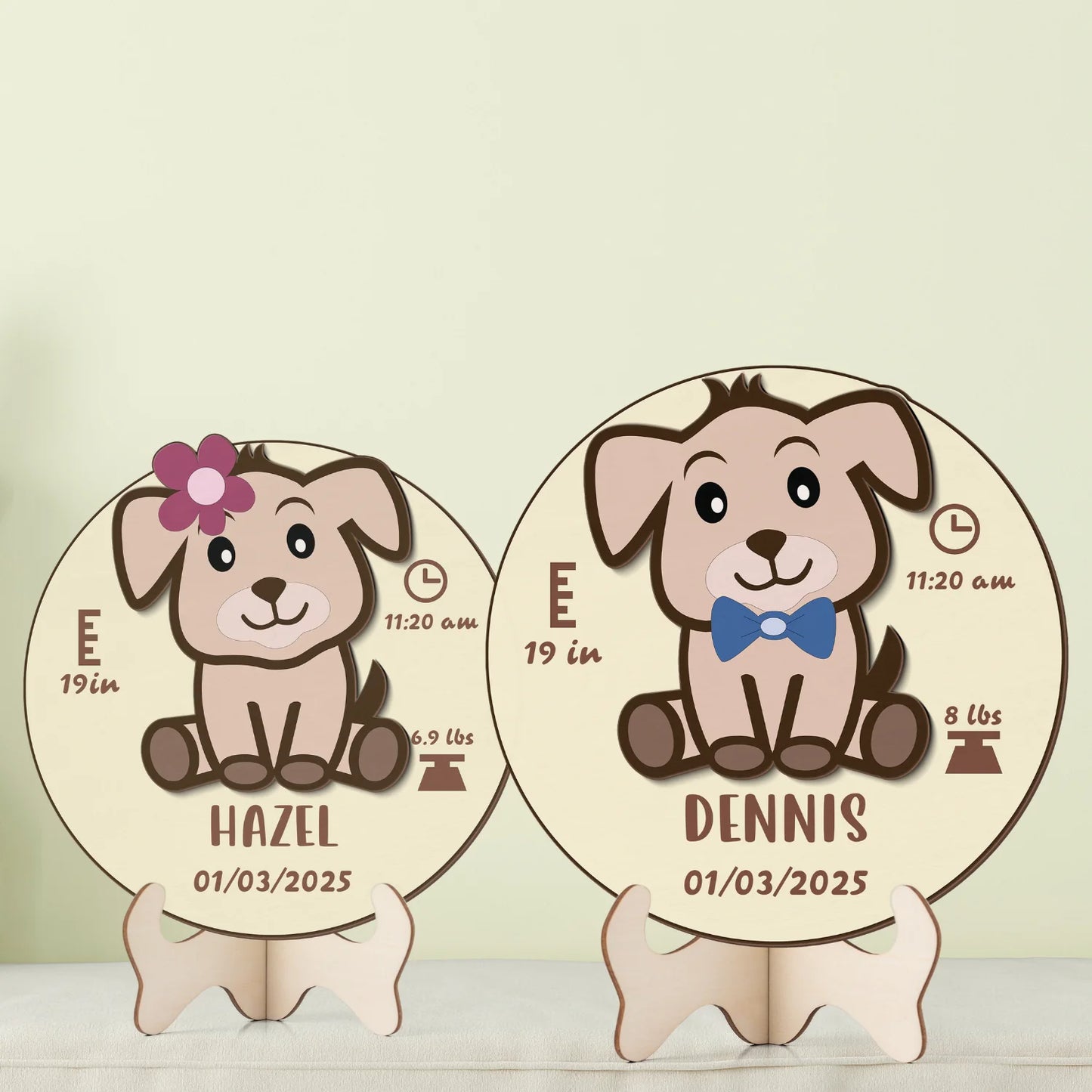 Cute Dog Newborn Baby - Personalized Wood Sign (2-Layer)