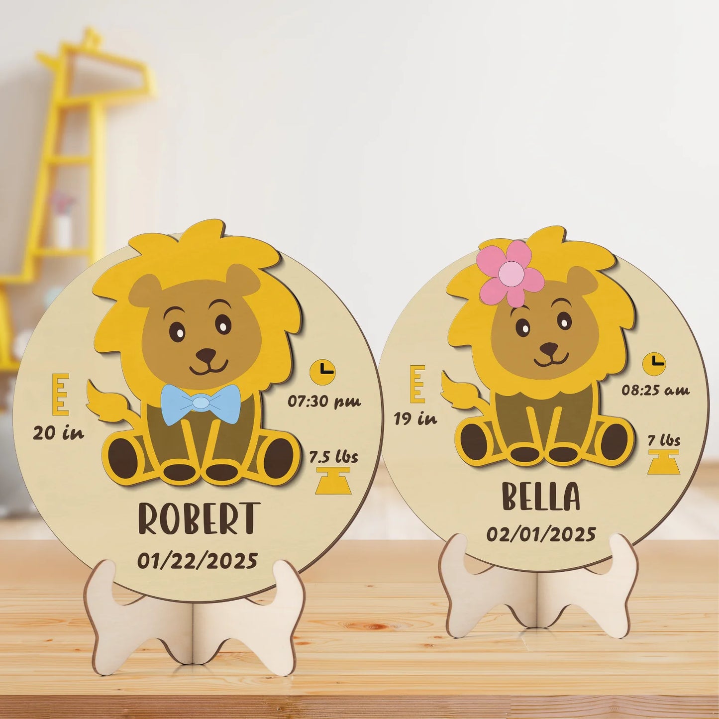 Lion Newborn Baby - Personalized Wood Sign (2-Layer)