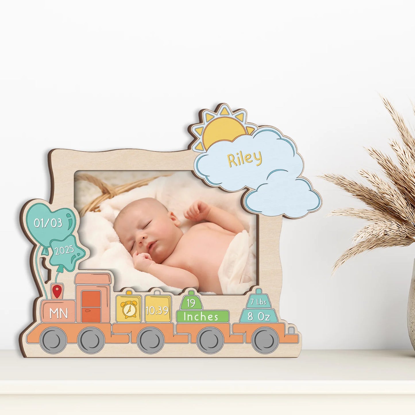 Newborn Baby Train - Wooden Photo Frame