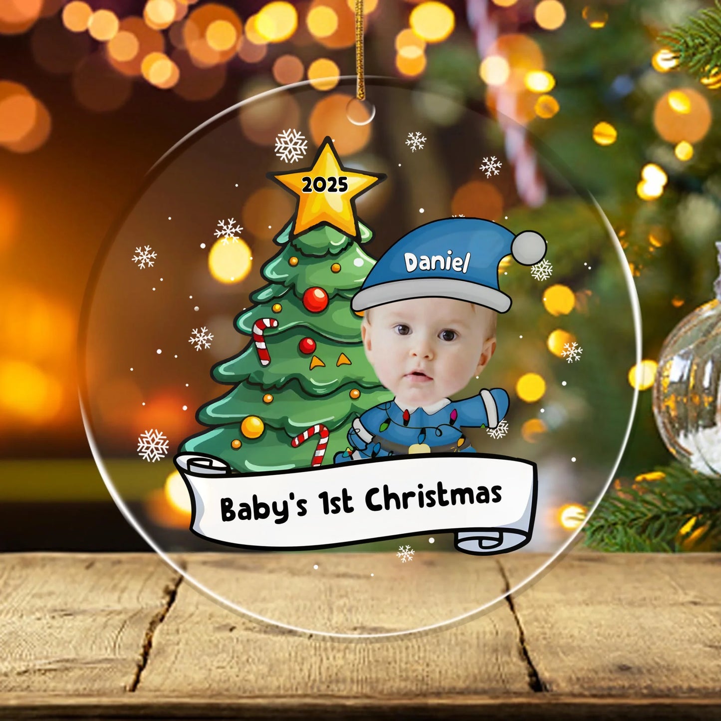 Baby's First Xmas - Personalized Glass Ornament | Upload Your Photo Gift