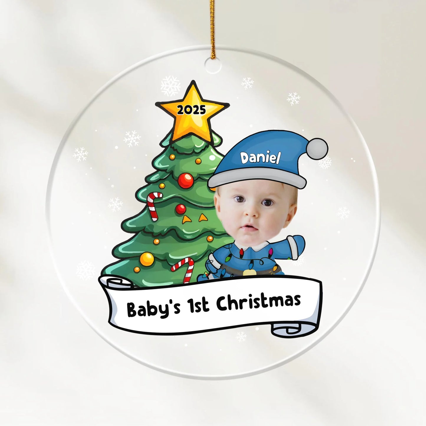 Baby's First Xmas - Personalized Glass Ornament | Upload Your Photo Gift