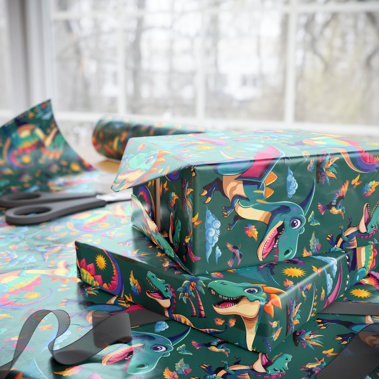 Colorful Dinosaurs - Wrapping Paper