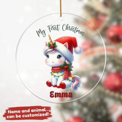 My First Christmas - Personalized Acrylic Ornament | Cute Christmas Animals