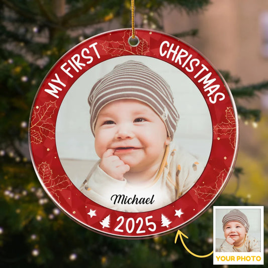 My First Christmas - Personalized Acrylic Ornament | Upload Your Photo Gift