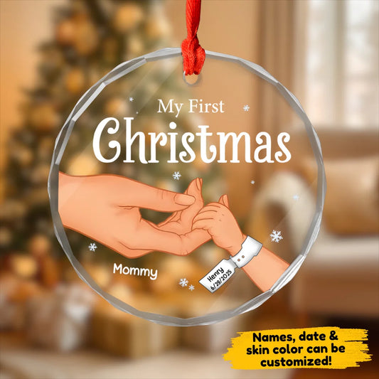 Mom and Baby First Christmas - Personalized Glass Ornament