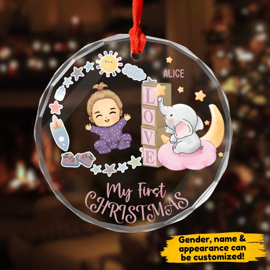 My First Christmas (Love) - Personalized Glass Ornament