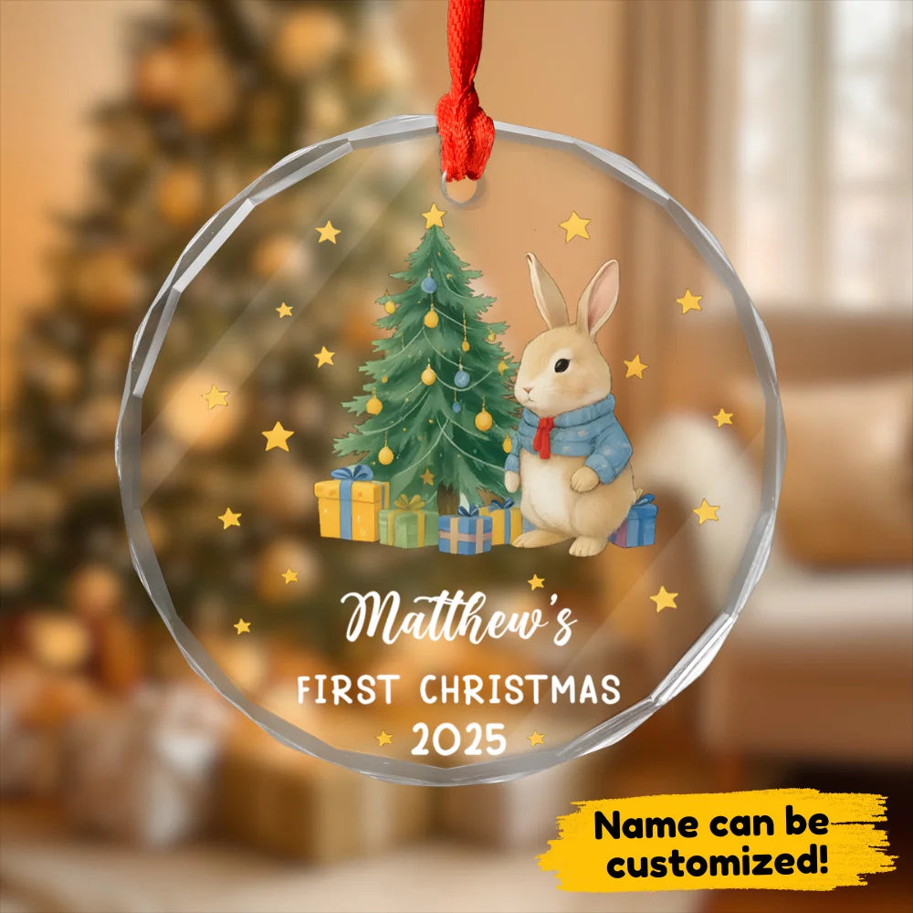 First Christmas (Rabbit Gifts) - Personalized Glass Ornament