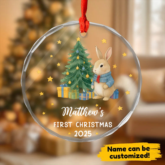 First Christmas (Rabbit Gifts) - Personalized Glass Ornament