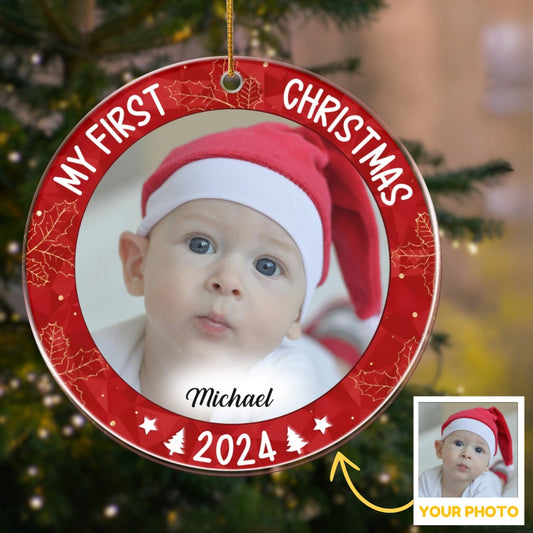 My First Christmas - Personalized Acrylic Ornament | Upload Your Photo Gift