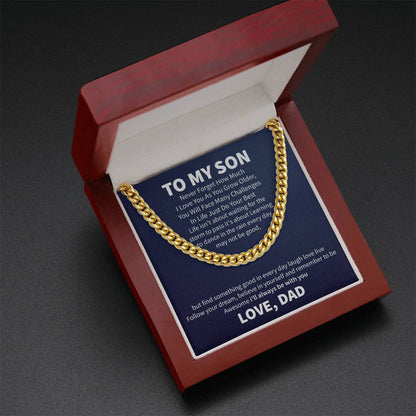 Chain - Follow Your Dream - Cuban Link Chain - 14K Yellow Gold Finish / Luxury Box - Cosmarion