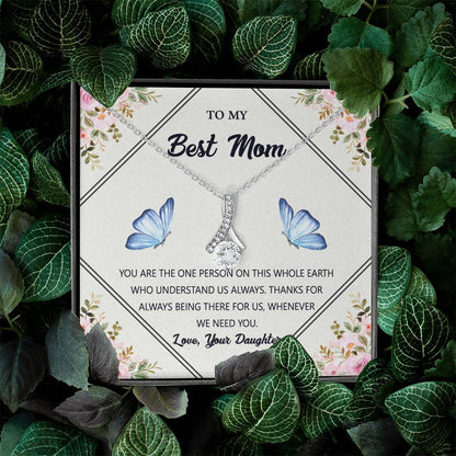 Necklace - To My Best Mom - Alluring Beauty Necklace - White Gold Finish / Standard Box - Cosmarion