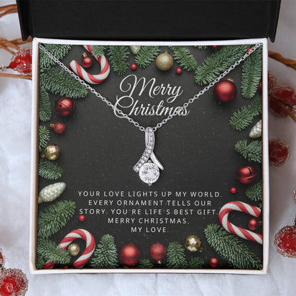 Necklace - You're Life's Best Gift - Alluring Beauty Necklace - White Gold Finish / Standard Box - Cosmarion