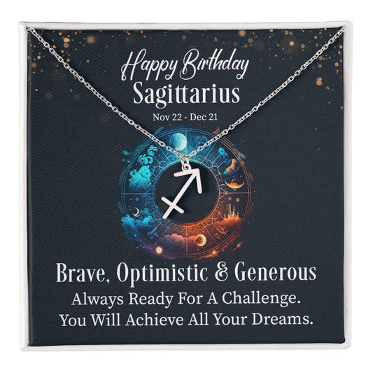 Happy Birthday Sagittarius - Zodiac Symbol Necklace