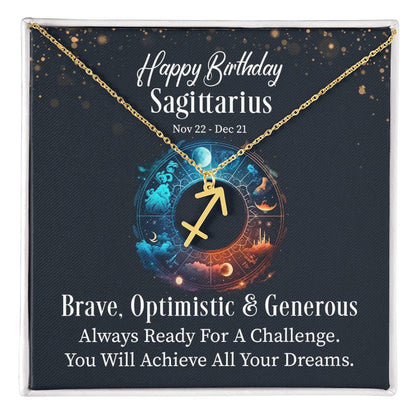 Happy Birthday Sagittarius - Zodiac Symbol Necklace