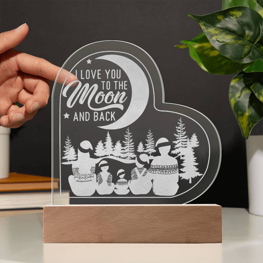 To The Moon - Engraved Acrylic Heart Plaque