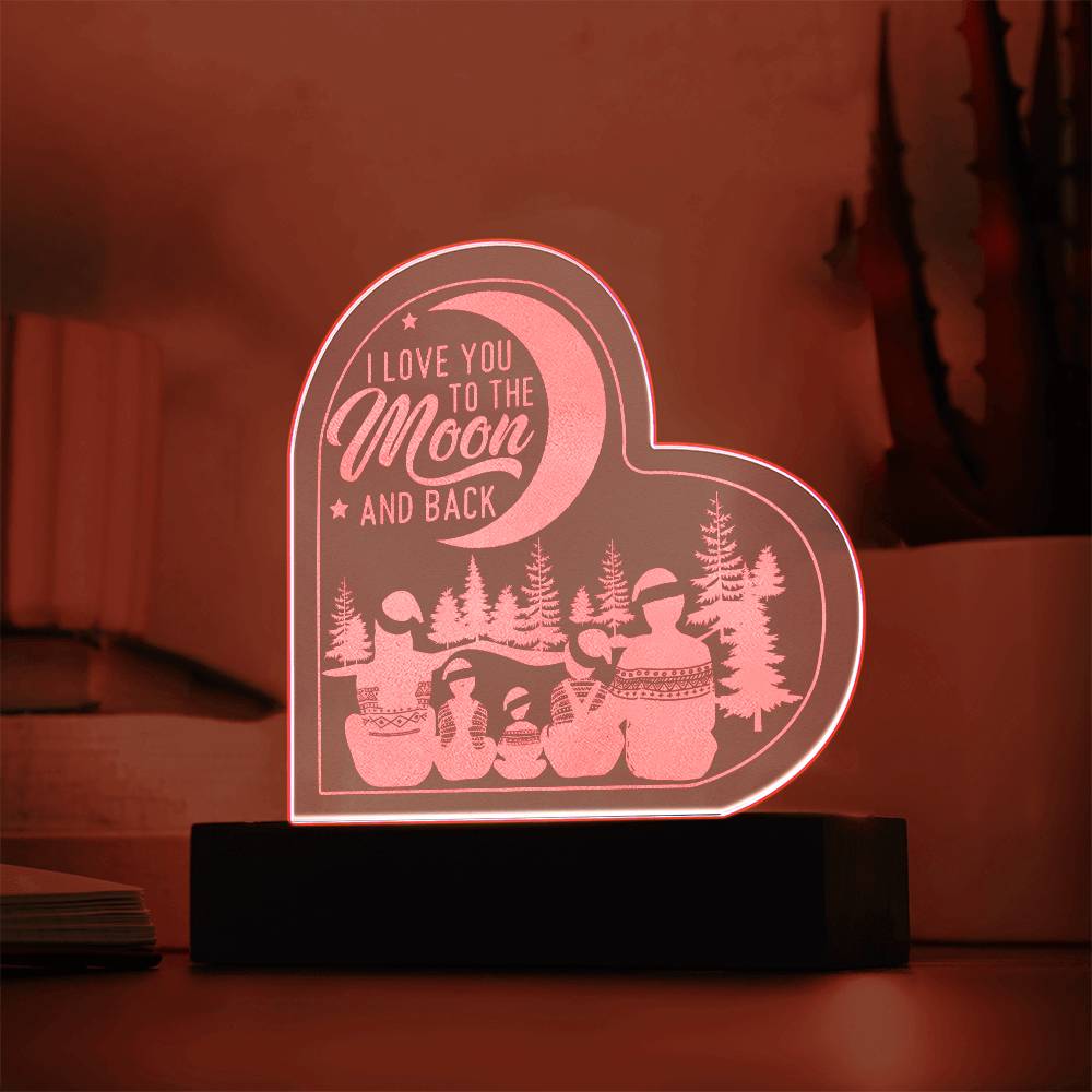 To The Moon - Engraved Acrylic Heart Plaque