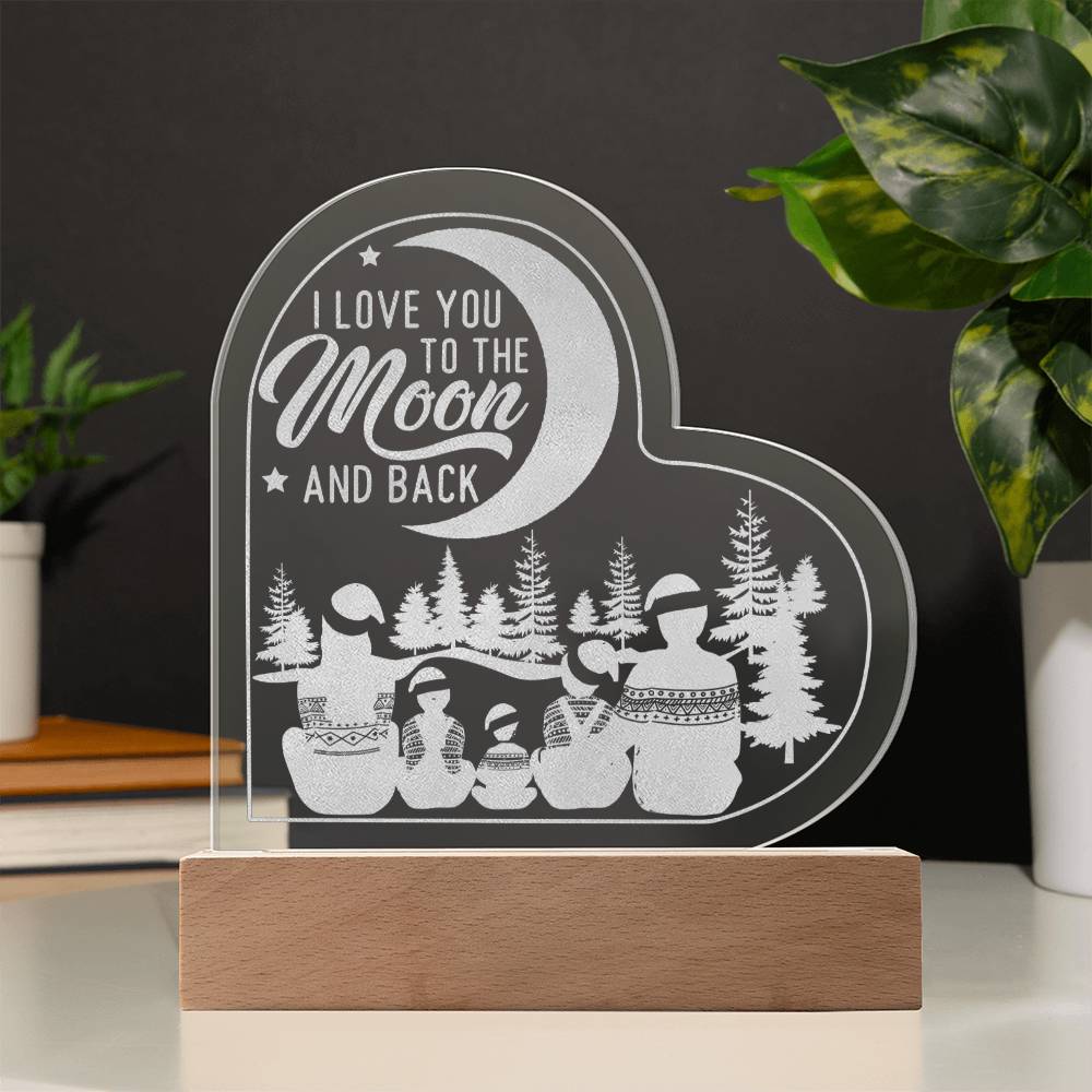 To The Moon - Engraved Acrylic Heart Plaque